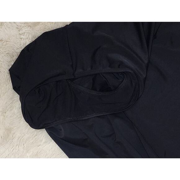 Torrid 1 Plus Size 1X Black Deep V-Neck Wireless Mid Length Lace Trim Swim Dress - Picture 10 of 11